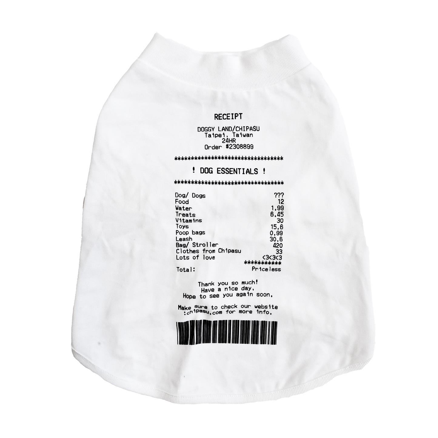 Receipt Tee 狗短踢- 收據