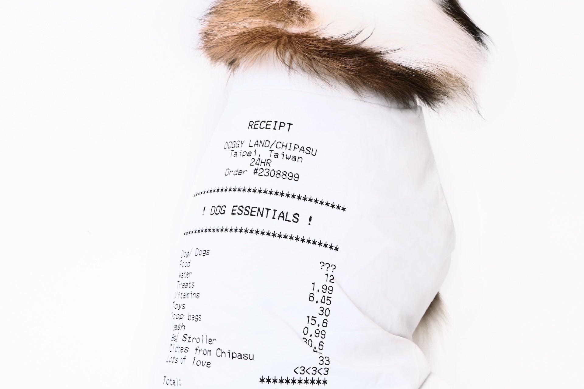 Receipt Tee 狗短踢- 收據