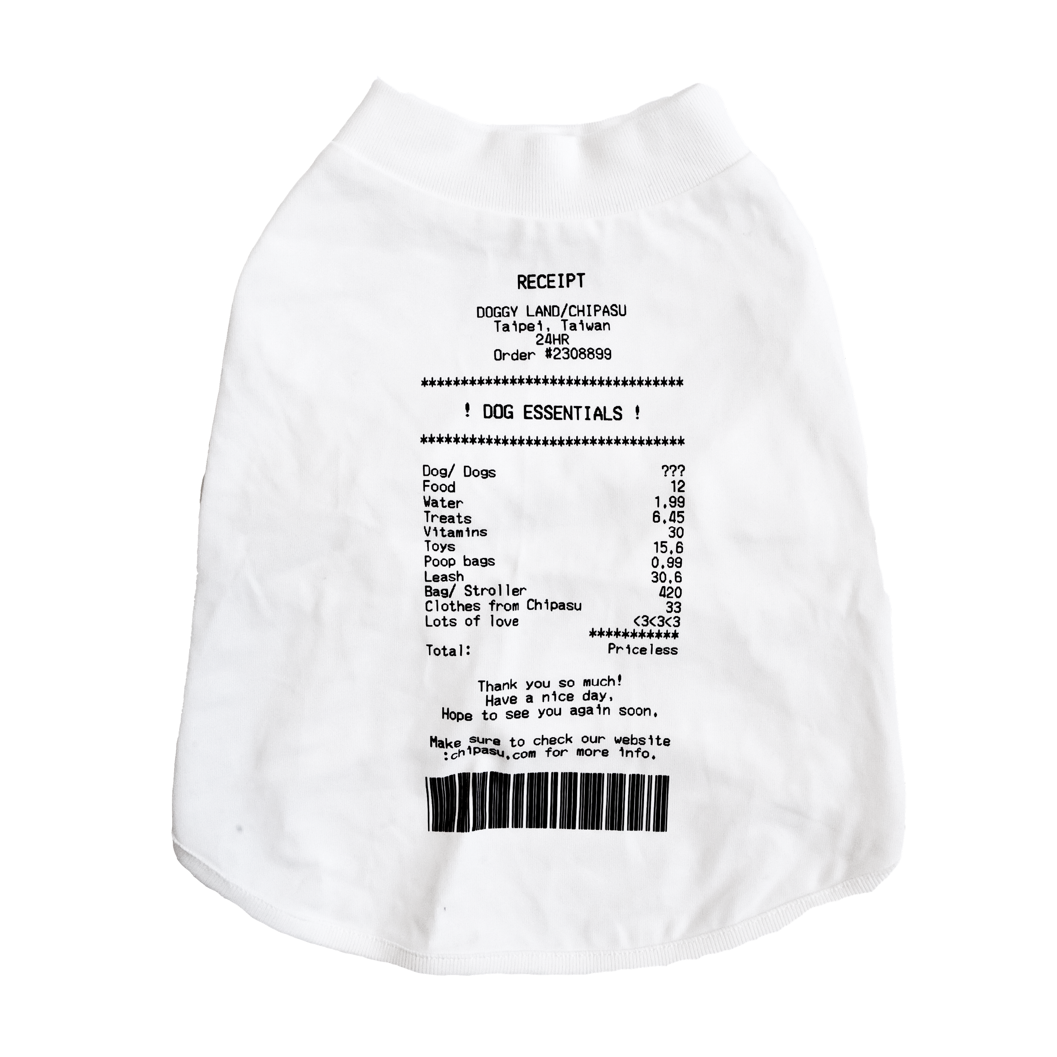 Receipt Tee 狗短踢- 收據